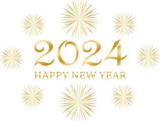 beautiful golden fireworks - new year 2024