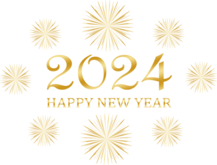 beautiful golden fireworks - new year 2024