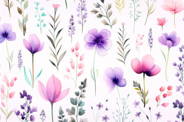 watercolor flowers and plants, perfect for greeting cards or invitations.