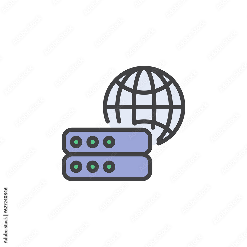 Poster global data server filled outline icon