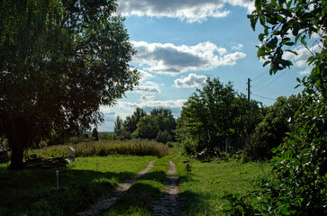 dirt road through the village