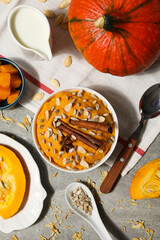 Fall season food concept - tasty pumpkin porridge
