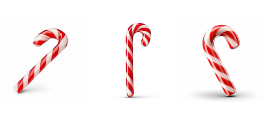 Christmas candy cane set isolated on transparent background
