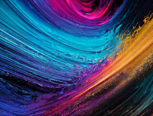 Fototapeta premium abstract background of multi-colored liquid paints and lines, 3d waves and lines .AI generated