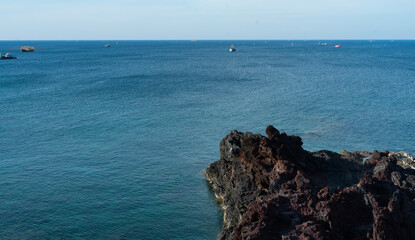 Blue sea view, sunny view from above