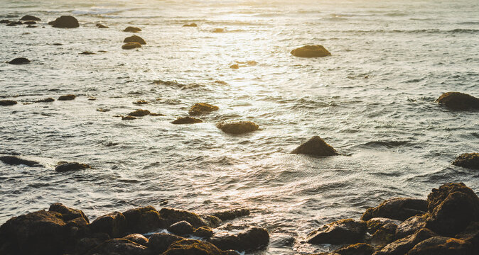 Pictures of sunset on the sea at the beautiful island