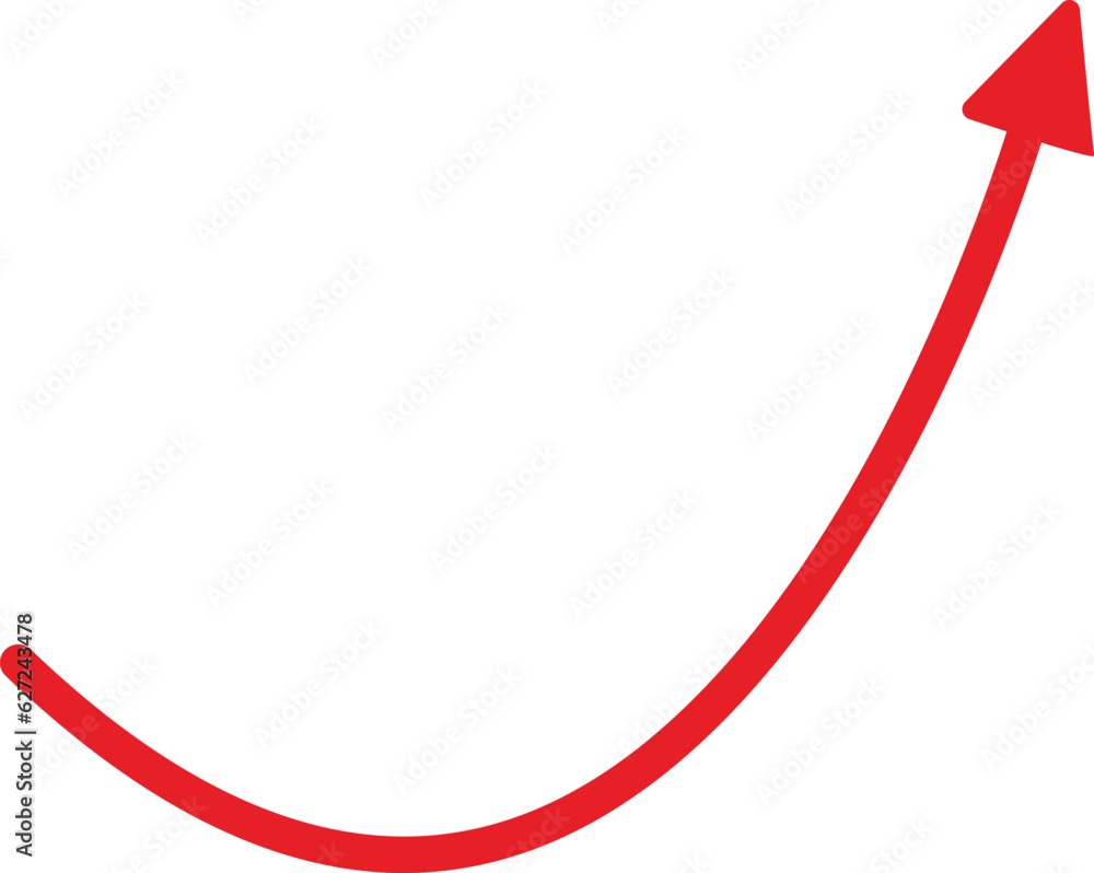 Aufkleber red arrow curve isolated on white background. arrow icon illustration vector for your web site desig