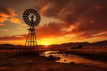 windmill on a ranch in arid texas