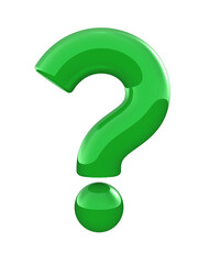 Green question mark 3d icon, isolated	
