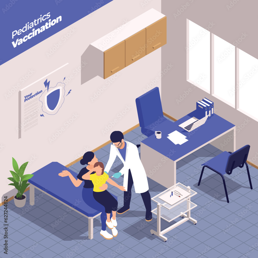 Wall mural Pediatrics Vaccination Isometric Composition