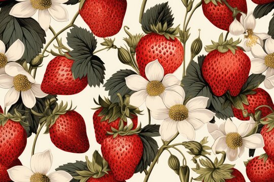 Starberry Seamless Pattern Illustration - AI Generated