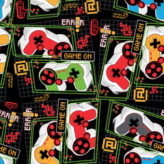 Seamless  pattern with 3D joysticks. gaming cool print for boys and girls. Suitable for textiles, sportswear, web
