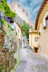 Fototapeta na wymiar Alley in the historic center of Rocca Sinibalda. Italy.