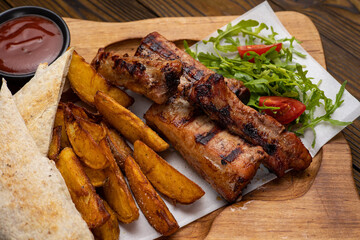 Delicious meat dish in a restaurant 