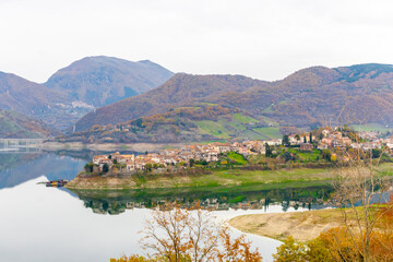 Panorama of the village of Colle di Tora. Italy.
