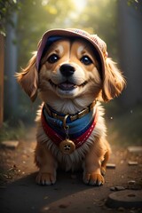Dog playing outside smiles Generative AI