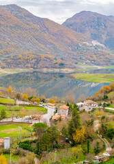 Fototapeta na wymiar Turano lake, panorama. Italy.
