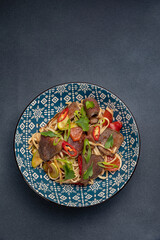 Delicious pasta in a restaurant 