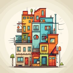 Illustration of a Buliding - Cartoon Cityscape
