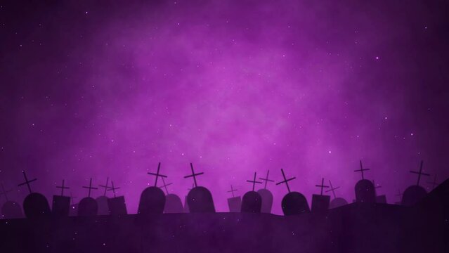 Halloween Night sky Background with full moon. Scary festival with Castle and Graveyard Wall with text blank space.