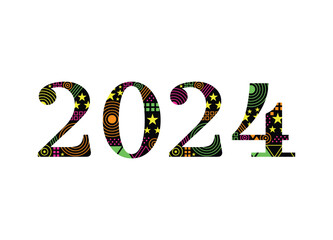 Creative 2024 number or text art illustration design