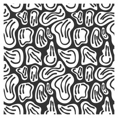 Seamless pattern of hand drawn abstract smiley faces.