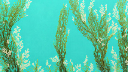 Fototapeta na wymiar Underwater seaweed wallpaper (AI generated)