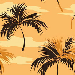 Palm tropical leaves repeat pattern