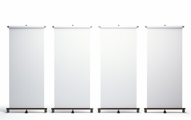 blank roll up banner display stands loft interior. Roll up blank white banner