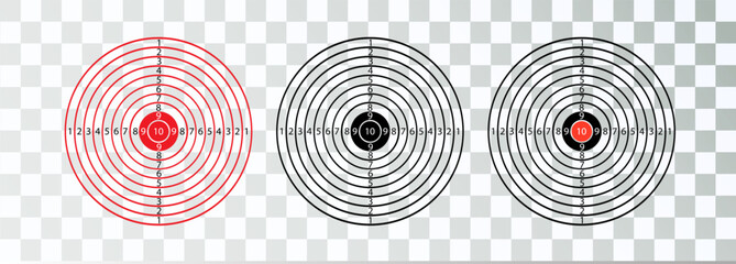 Target with numbers for shooting at a shooting range.round target with a marked bulls-eye for shooting practice on the shooting range. Vector