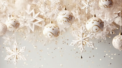 Fototapeta na wymiar Christmas background with a white ornament. generative ai