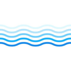 Blue lines waves gradient decorative frame, vector design template, abstract water waves.