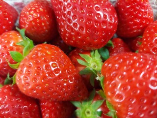 Juicy, ripe berries of astrawberry . Fresh and tempting.