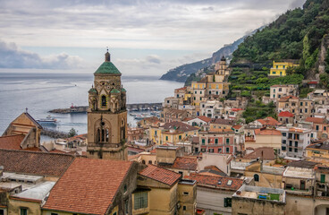 Fototapeta na wymiar The town of Amalfi on the Amalfi Coast, Salerno, Campania, Italy
