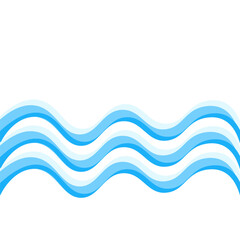 Blue waves with gradient decorative frame, vector design template, abstract water waves.