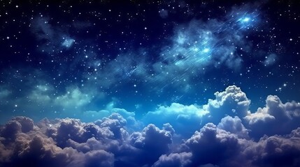 Obraz na płótnie Canvas Night Blue Starlit Sky - AI Generated