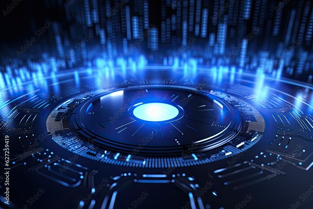 Aufkleber futuristic abstract circular technology background. digital hologram screen.generative ai