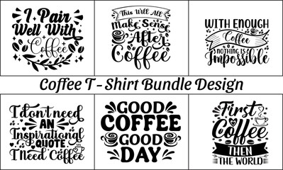 Fototapeta premium Coffee T-Shirt Bundle Design