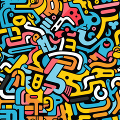 Fototapeta premium Memphis repeat pattern, abstract minimal