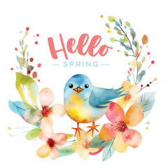 Hello Spring watercolor paint 