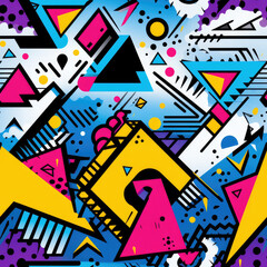 Memphis repeat pattern, abstract minimal