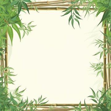Beautiful bamboo tree leaves frame border design pictures AI Generated art