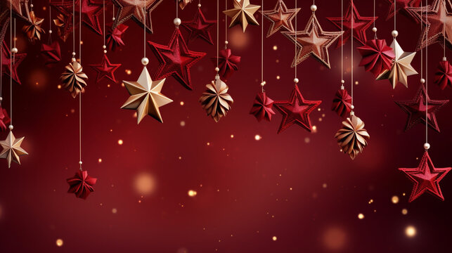 Christmas background with a maroon ornament. generative ai