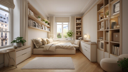 Fototapeta na wymiar Luxurious bedroom, classy, fully furnished, pleasant to relax