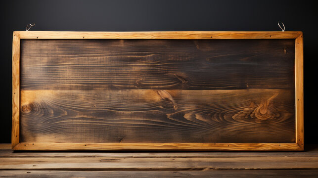 Empty chalkboard wooden board with copy space created with generative AI technology