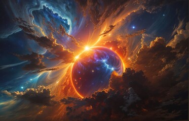 Painting Of A Solar Flare Galaxy Background