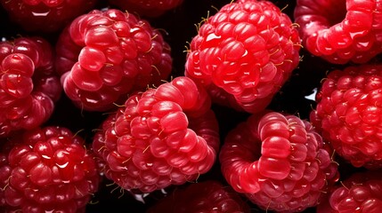 Close up of raspberries, Generative AI