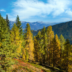 Peaceful autumn Alps mountain view. Reiteralm, Steiermark, Austria.