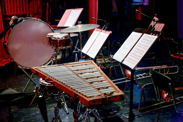 big drum and glockenspiel of a symphony orchestra