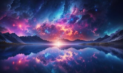 Fototapeta premium Colourfull Gigantic Glowing Cloud Explosion